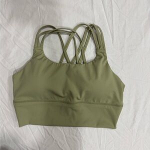 Green Strappy Sports Bra with Seamless Design